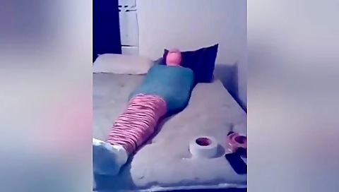Helpless Mummy Teased By Her Dom