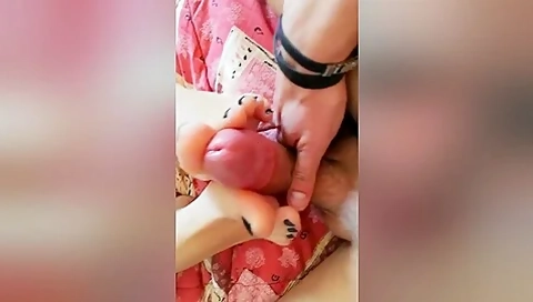 Fucking Her Sexy Black Toe Nails And Cumming Hard Between Them