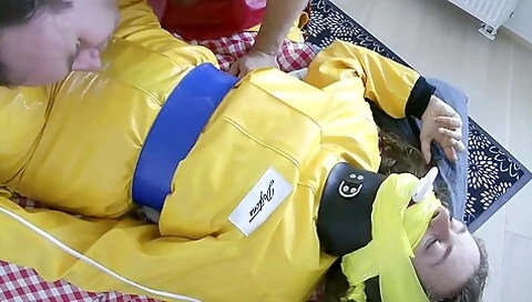 Yellow Rubber Girl Bondage Vibrator