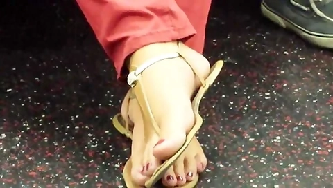 Open Sandals On Public Train