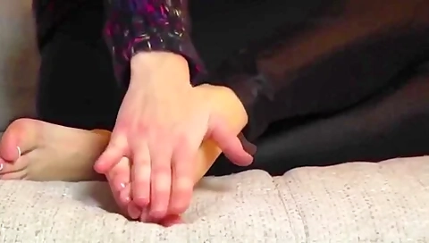 Sweet Girl Takes Her Socks Off And Massages Her Hot Amateur Feet On The Floor