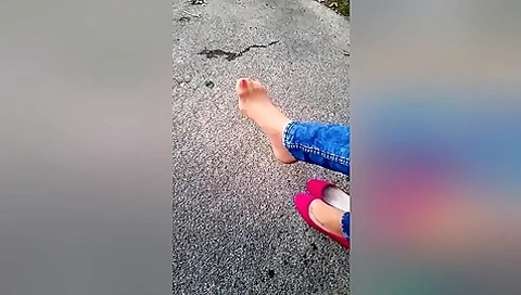 Changing Shoes In Blue Jeans.. Showing Off Her Shoe Collection