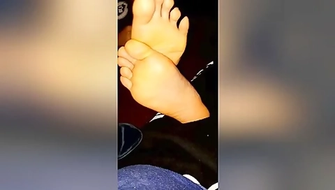 Cute Chick In Jeans Resting Her Amazing Naked Amateur Feet On Her Mans Leg