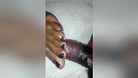 Guy With A Massive Dong Cumming On Delicious Black Feet In Bed