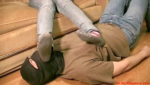 Kitty Socked Footstool1 - At My Neighbors Feet