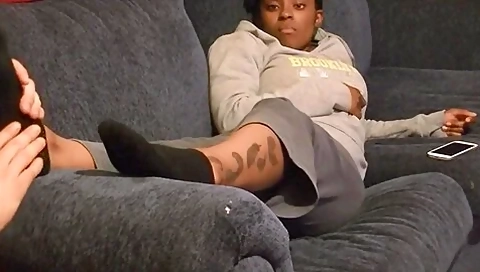 Handsome White Guy Worships Fantastic Black Feet In Dirty Socks On The Sofa
