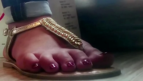 Camera Locates German Girl In The Train Wearing Tight Jeans And Flip Flops