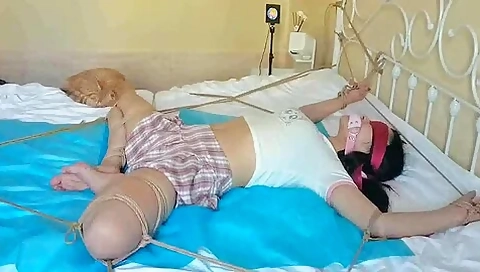 Plump Girl Bound On Bed