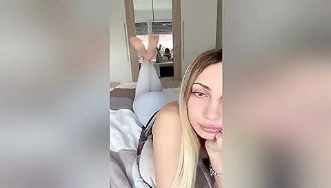 Gorgeous Blonde With Sexy Lips Displaying Her Amazing Feet In A Solo