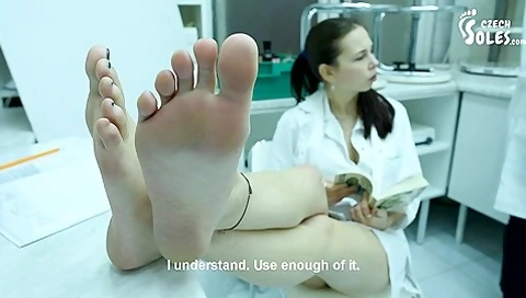 Young Doctor Gets Her Hot Feet Worshiped By Her Colleague At Work