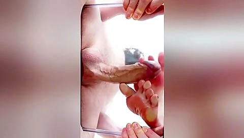 Dominant Woman Rubs A White Boner With Her Oily Feet - Roc Khard