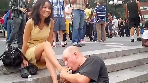 Man Licks Asian Feet And Gets Patted On The Head