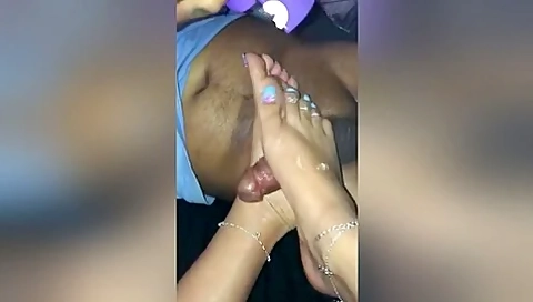 Footjob And Foot Worship Ebony Sexy Feet Toes Nails