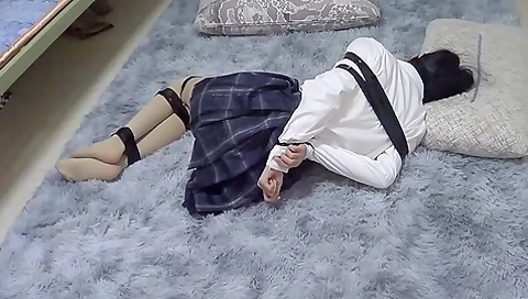 Asian Girl Taped And Blindfolded