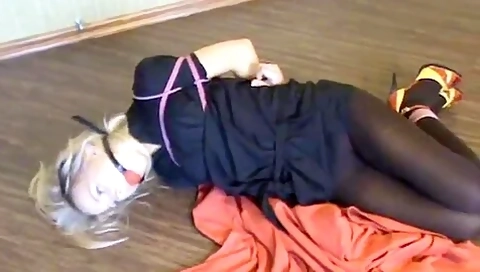 Foxy Hogtied In Black Dress
