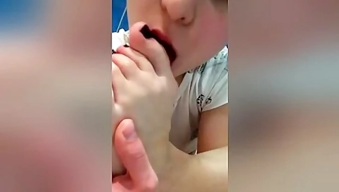 Teenage Babe With Pierced Tongue Sucking Her Sexy Toes Close Up
