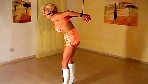 Tied And Ball Gagged In White Boots