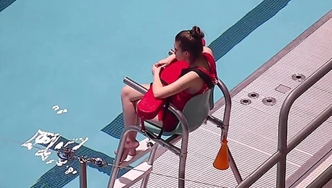 Hot Female Lifeguard Exposes Her Super Sexy Feet At The Pool