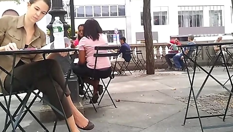 Tall Mature Woman Caught Dangling Her Ballerina Shoes In Public
